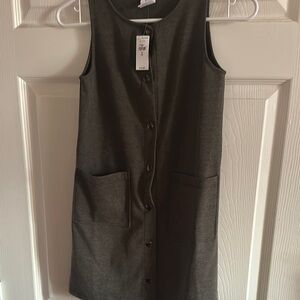 Sleeveless Button-Down Dress - Gray